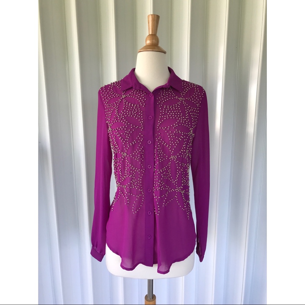LF Kiwi Tucker Beaded Button-down with open back